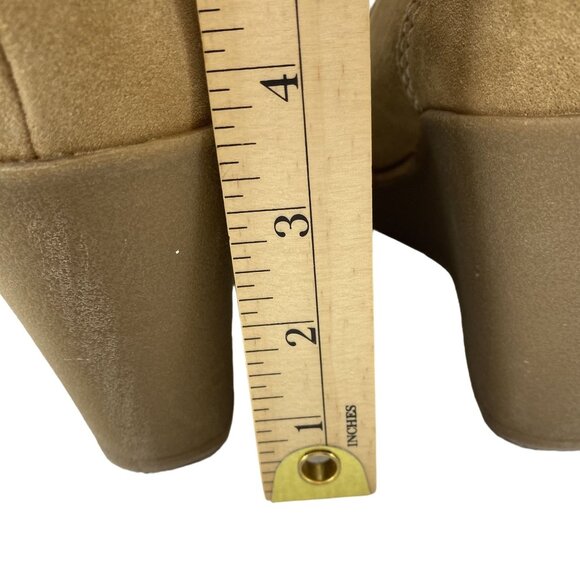 Report Women  9 Anika Preppy Boho Chic Classic Tan Suede Lace-Up Wedge Boots NWB - Picture 6 of 16